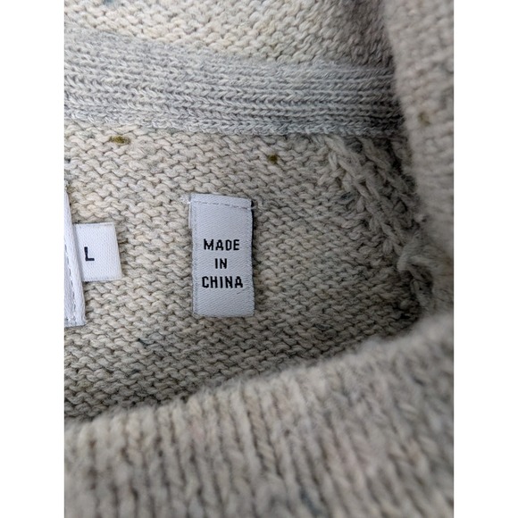 7Diamonds Shasta Pullover Hoodie Men's L Beige Button Henley Knit Sweater - Picture 5 of 11